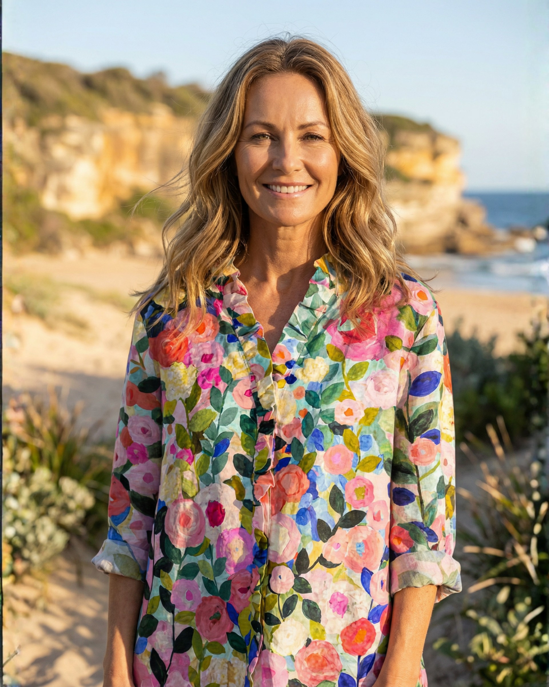 Alisa | Floral Women's Blouse in Natural